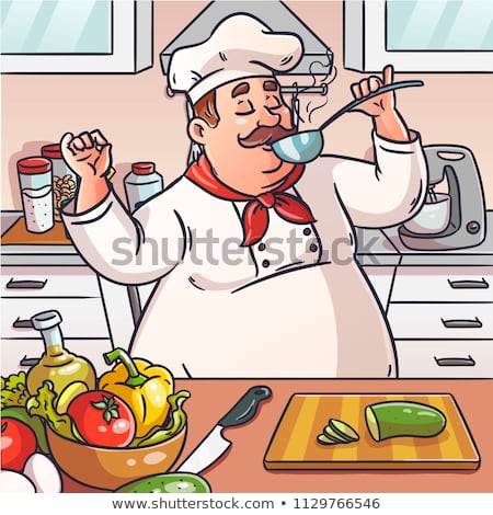 chef-prepares-food-kitchen-cartoon-450w-1129766546